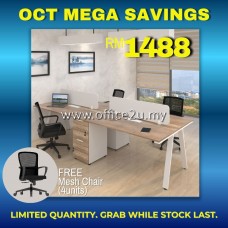COMBO-KN4K : KINO SERIES 4-SEATERS WORKSTATION WITH MIDBACK MESH CHAIR
